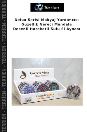 Delux Serisi Makyaj Yardımcısı Güzellik Gereci Mandala Desenli Hareketli Sulu El Aynası