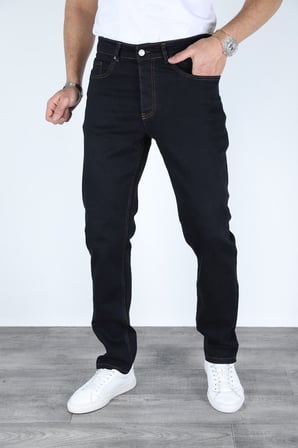 Erkek Regular Fit Rahat Kesim Denim Zift Mavi Jeans