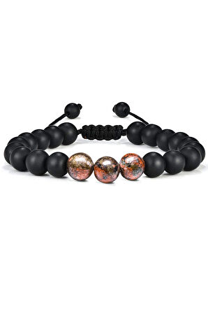 Sertifikalı Doğal Hint Akik Oniks Taşı Doğal Taş Bileklik Seti