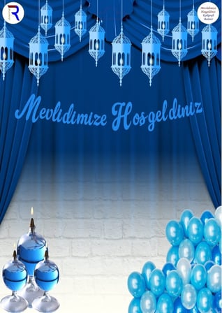 Delux Serisi MEVLİDİMİZE HOŞGELDİNİZ MAVİ KALİGRAFİ BANNER Partisi Hediye Dekor