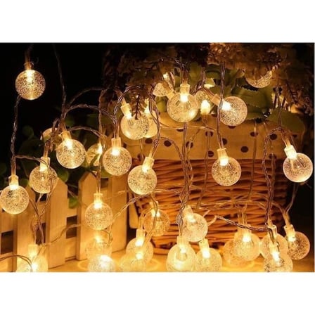 Pencere Işığı Ev Ortamı Dekoratif Ürün 5m 28 Led Kristal Top Gün Işığı Şeffaf Kablo Fişli Eklemeli