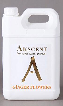 Akscent Ginger Flowers Tüm Koku Makinelerine Uyumlu Koku Makinesi Koku Kartuşu Esansı 5 LT