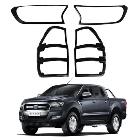 Ford Ranger T7 2015-2019 Aksesuar Seti -Far stop -sis -ayna kapağı-kapı kol kaplama full set siyah
