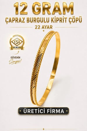 22 Ayar TSE Belgeli (12 GRAM) Burgulu Merdiven Ajda Altın Bilezik Gold Bilezik Düğün 6,2 cm