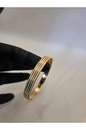 22 Ayar TSE Belgeli 7 GRAM Oluklu Trabzon Bilezik 8 mm Gold Altın Bilezik Düğün Nişan 6,2 cm