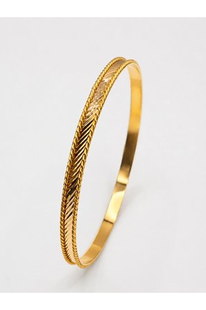 22 Ayar TSE Belgeli (10 GRAM) Çapraz Burgulu Kibrit Çöpü Ajda Altın Bilezik Gold Düğün Nişan 6,2 cm