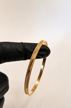 22 Ayar TSE Belgeli (11 GRAM) Çapraz Burgulu Kibrit Çöpü Ajda Altın Bilezik Gold Düğün Nişan 6,2 cm