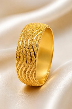 22 Ayar TSE Belgeli (19 GRAM) Lazerli Su Yolu Mega Altın Bilezik 20 mm Ajda Gold Düğün Nişan 6,2 cm