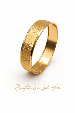22 Ayar TSE Belgeli (15 GRAM) Yatay Ağaç Kabuğu 15 mm Ajda Altın Bilezik Gold Düğün Nişan 6,2 cm
