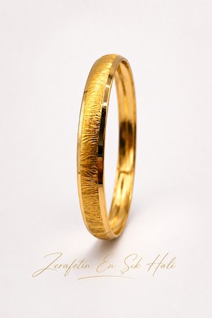 22 Ayar TSE Belgeli (10 GRAM) Yatay Yan Ağaç Kabuğu 10 mm Ajda Altın Bilezik Gold Düğün 6,2 cm