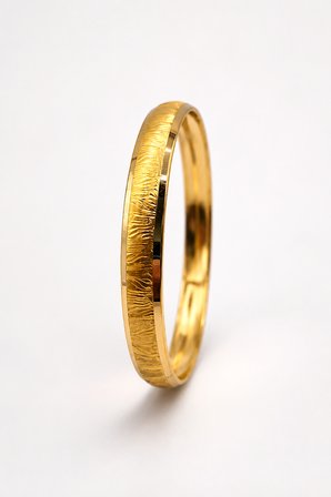 22 Ayar TSE Belgeli (9 GRAM) Yatay Yan Ağaç Kabuğu 10 mm Ajda Altın Bilezik Gold Düğün 6,2 cm