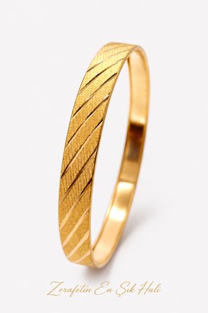 22 Ayar TSE Belgeli (10 GRAM) Çapraz Çizgili Ajda 10 mm Ajda Altın Bilezik Gold Düğün 6,2 cm