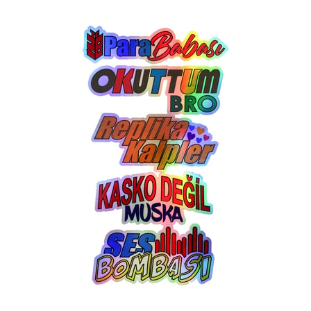 Para Babası Okuttunmu Bro Kalpler Kasko Değil Muska Yazılı Hologram Efektli Arka Cam Stickeri 30X20C