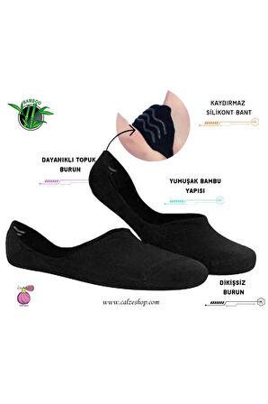 Unisex Antrasit Slikonlu Görünmez Çorap