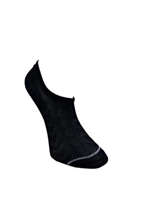4'lü Kadın Siyah Zemin Kabartma Desenli Simli Sneaker