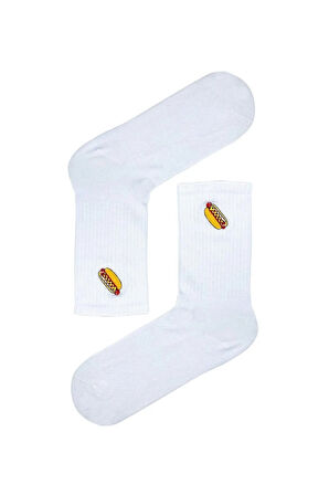 Hot Dog Nakışlı Tenis Spor Çorap