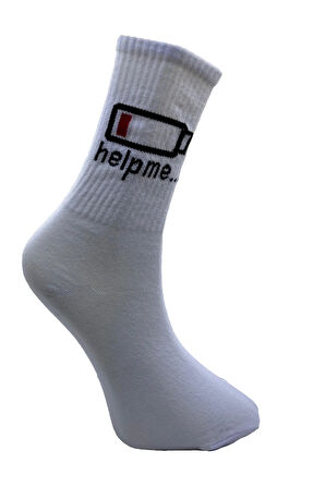 3'lü I'm %100 - Help Me Siyah Şeritli Unisex Spor Tenis Çorap