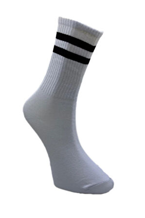 3'lü I'm %100 - Help Me Siyah Şeritli Unisex Spor Tenis Çorap