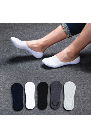 Unisex Beyaz Slikonlu Görünmez Çorap