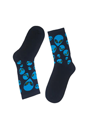 Blue Alien Uzay Temalı Tenis Spor Çorap