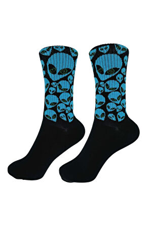 Blue Alien Uzay Temalı Tenis Spor Çorap