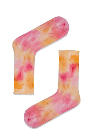 Pembe Fuşya Batik Soket Spor Çorap