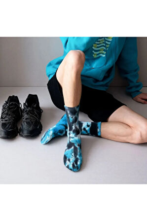Gece Mavisi Batik Soket Spor Çorap