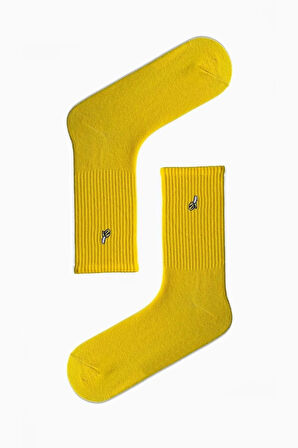 Sarı Muz Nakışlı Tenis Spor Çorap