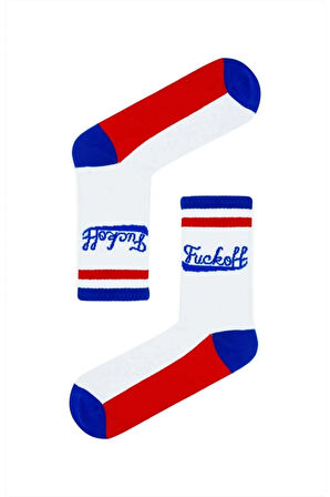 Kırmızı Çemberli F.ck Off Yazılı Tenis Spor Çorap
