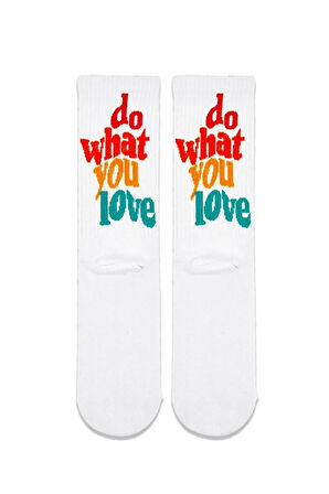 Do What You Love Renkli Yazılı Tenis Spor Çorap