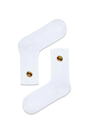 Hamburger Nakışlı Tenis Spor Çorap