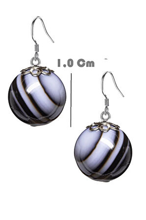 Sertifikalı Siyah Akik Doğal Taş Küpe