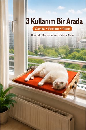 Vantuzlu Ahşap Kedi Yatağı - Küçük (S)