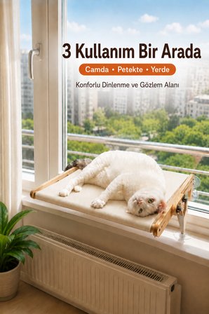 Vantuzlu Ahşap Kedi Yatağı - Büyük (L)