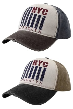 Tezzgelsin Unisex Eskitme NYC Brooklyn Nakışlı Ayarlanabilir Beyzbol Kep Şapka 2'li Set