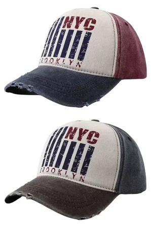 Tezzgelsin Unisex Eskitme NYC Brooklyn Nakışlı Ayarlanabilir Beyzbol Kep Şapka 2'li Set