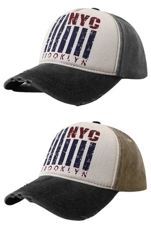 Tezzgelsin Unisex Eskitme NYC Brooklyn Nakışlı Ayarlanabilir Beyzbol Kep Şapka 2'li Set