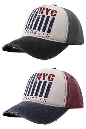 Tezzgelsin Unisex Eskitme NYC Brooklyn Nakışlı Ayarlanabilir Beyzbol Kep Şapka 2'li Set