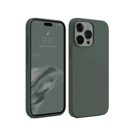 Apple iPhone 15 Pro Kılıf First Silikon - Koyu Yeşil