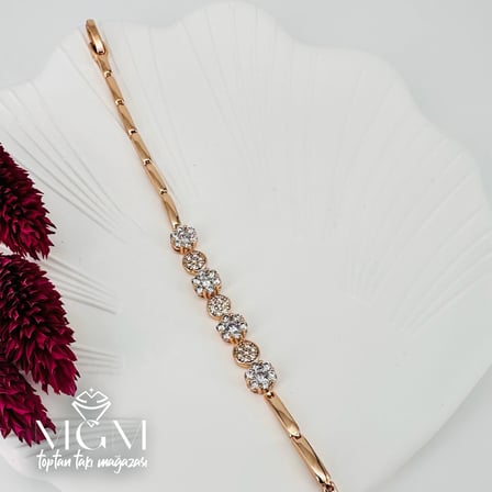 Rose Zirkon Taşlı Pirinç Bileklikler 18,5 Cm - Kbl0048