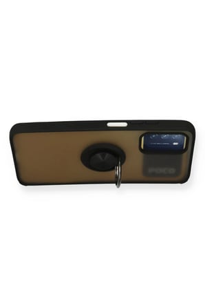 Xiaomi Redmi 9T Kılıf Montreal Yüzüklü Silikon Kapak - Siyah
