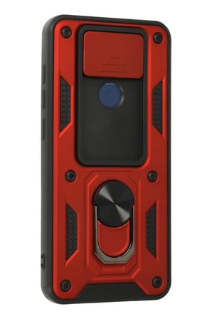 Xiaomi Redmi Note 9 Kılıf Pars Lens Yüzüklü Silikon - Kırmızı
