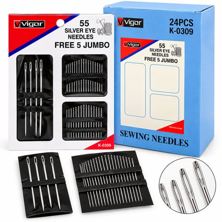 Yorgan İğne 55PCS Free 5 Jumbo İğne Seti 5 Yorgan + 50 Dikiş İğnesi Seti
