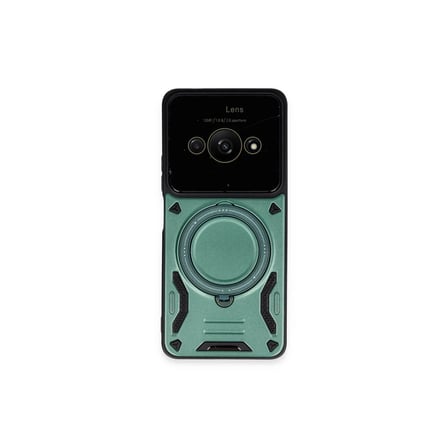 Poco C61 Kılıf Joy Lens Standlı Kapak - Koyu Yeşil