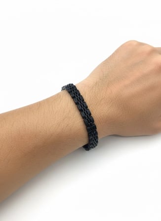 Siyah Çelik  Erkek Çelik Bileklik Boy 21.5 Cm / En 0.8 Mm  - Ebl0069