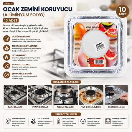 10PCS 20.5CM Ocak Zemini Koruyucu Alüminyum Folyo