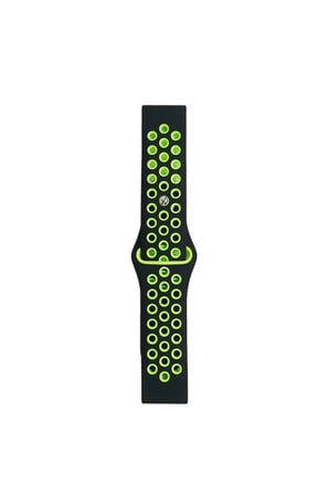 Watch 20mm Spor Delikli Kordon - Siyah-Yeşil