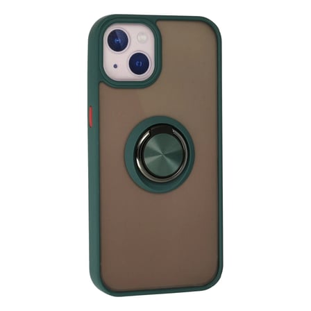 Apple iPhone 13 Kılıf Montreal Yüzüklü Silikon Kapak - Yeşil