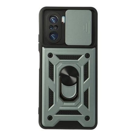 Poco F3 Kılıf Pars Lens Yüzüklü Silikon - Yeşil