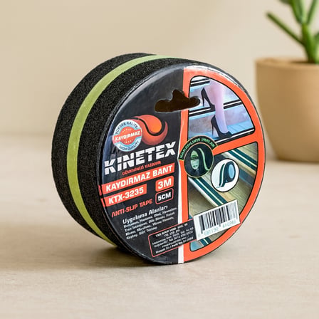 Kaydırmaz Siyah Bant 5cm x 3m - Fosfor Şeritli (Karanlıkta Parlayan)